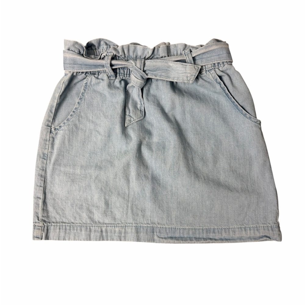 Cat & Jack Light Wash Denim Paperbag Tie-Waist Skirt - Size L (10/12)